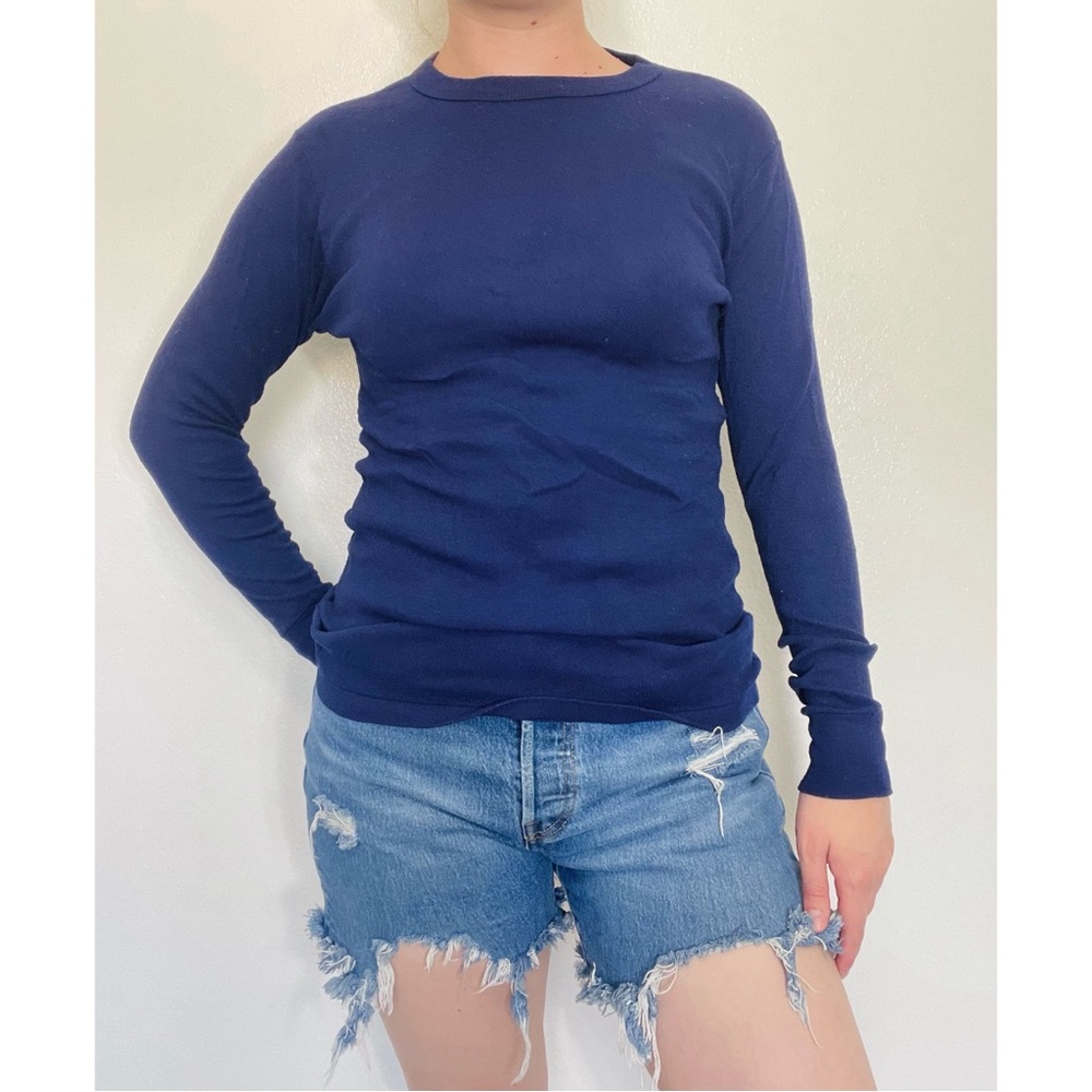 ♦️5/$15♦️ Comfort Skins | Vintage 80s 90s Blue Thermal Long-Sleeve Shirt - Picture 7 of 7